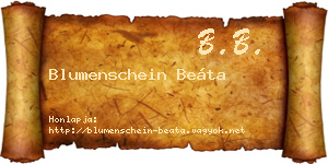 Blumenschein Beáta névjegykártya